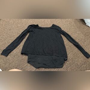 Express Women's M black semi sheer top Long sleeve slit back shirt blouse